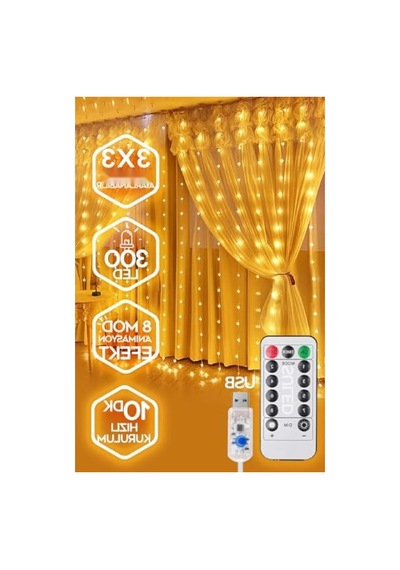 Kumandalı Led Perde - 3x3 Metre, Animasyonlu