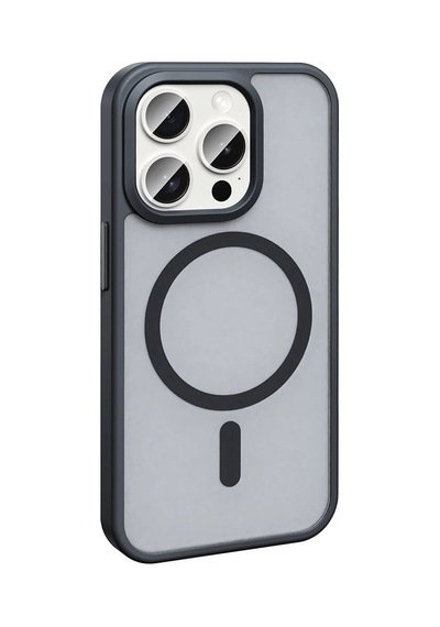 Apple Uyumlu iPhone 15 Pro Max Kılıf Magsafe Şarj Özellikli Mat Arka Yüzey Redclick Sio Kapak - Siyah