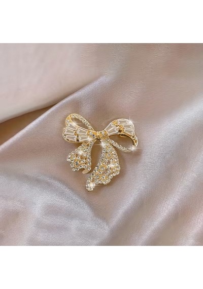 Altın Renk Şık Ve Parlak Modaya Uygun Yeni Stil Benzersiz Rhinestone Fiyonk Bijuteri Broş Altın