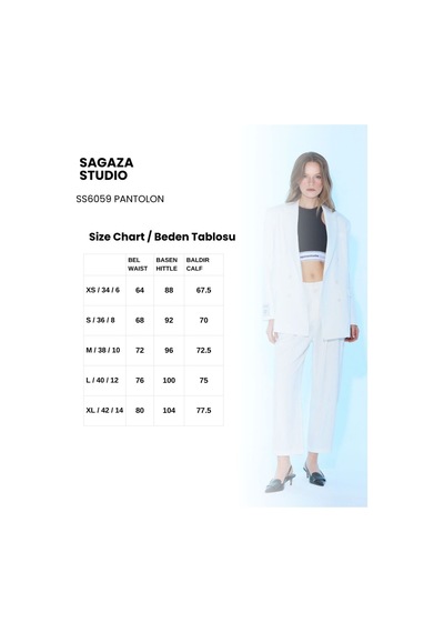 Sagaza Studio Ss6059 Pileli Pantolon Beyaz