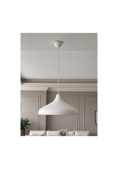 Sera Beyaz Metal Tekli Sarkıt Avize Modern Minimal Yemek Masası Avizesi, E27 Led Uyumlu, Ayarlanabilir Mutfak, Salon, Ada Tezgahı Ve Dekoratif Tavan Aydınlatması