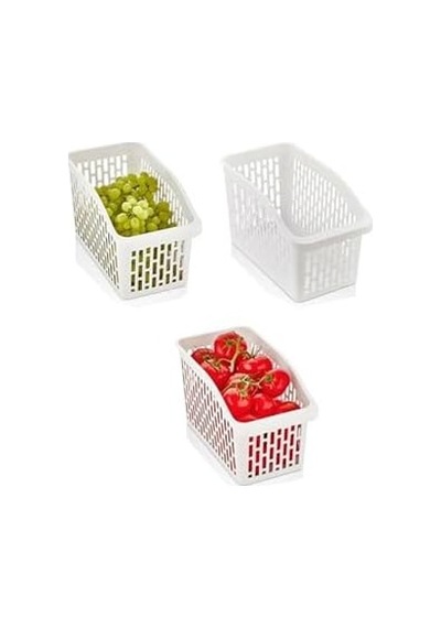 Smartizi 3&apos Lü Organizer Seti - Midi Boy Orta Boy Beyaz Buzdolabı Ve Mutfak Düzenleyici 16 X 29 X 17 Cm