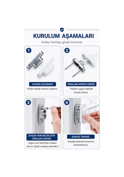 Pencere Kapı Emniyet Kilidi Çocuk Güvenlik Kilidi Anahtarlı Bebek Pencere Güvenlik Kilidi