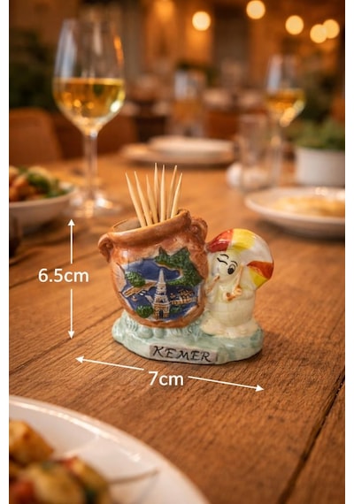 Seramik Kürdanlık Dekoratif El Boyaması Şık Mutfak & Restoran Kürdan Kabı, Masa Üstü Sunum Aksesuarı Çok Renkli