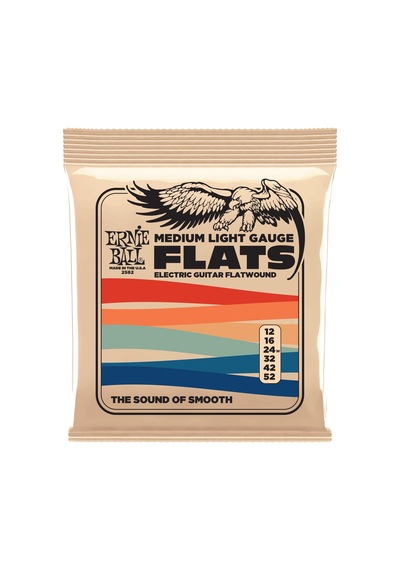 Ernie Ball Flats, Düz Sarımlı Teller, Elektro Gitarlar İçin, Orta Işık, 12-52
