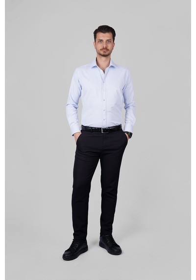 Açık Mavi Saten Slimfit Erkek Gömlek Açik Mavi
