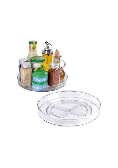 360 Derece Döner Mutfak- Dolap - Buzdolabı Düzenleyici Plastik 23 X 23 Gri Tr Diğer