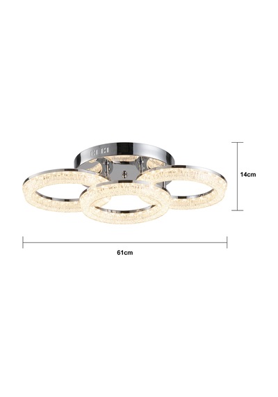Gomez 3'lü Krom 3 Renkli Modern Plafonyer Led Avize Krom