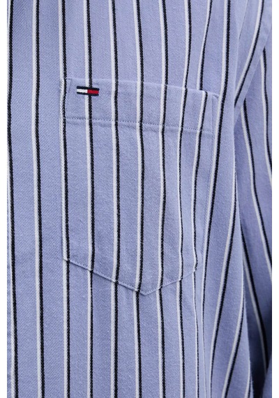 Tommy Jeans Çizgili % 100 Pamuk Relaxed Fit Uzun Kollu Gömlek Erkek Gömlek Dm0dm22406 C5x Mavi MAVİ Tommy Jeans Çizgili % 100 Pamuk Relaxed Fit Uzun Kollu Gömlek Erkek Gömlek Dm0dm22406 C5x Mavi MAVİ