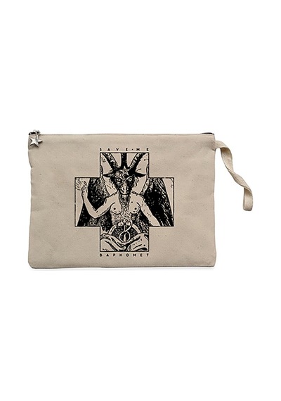 Baphomet Save Me Krem Clutch Astarlı Cüzdan / El Çantası Krem