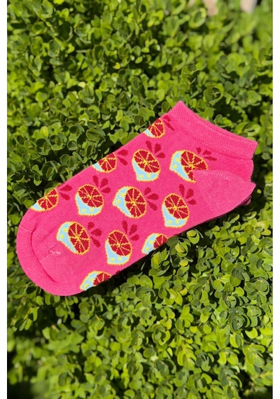 Lousocks Unisex 2'li Çilek Ve Narenciye Desenli Patik Çorap Çok Renkli