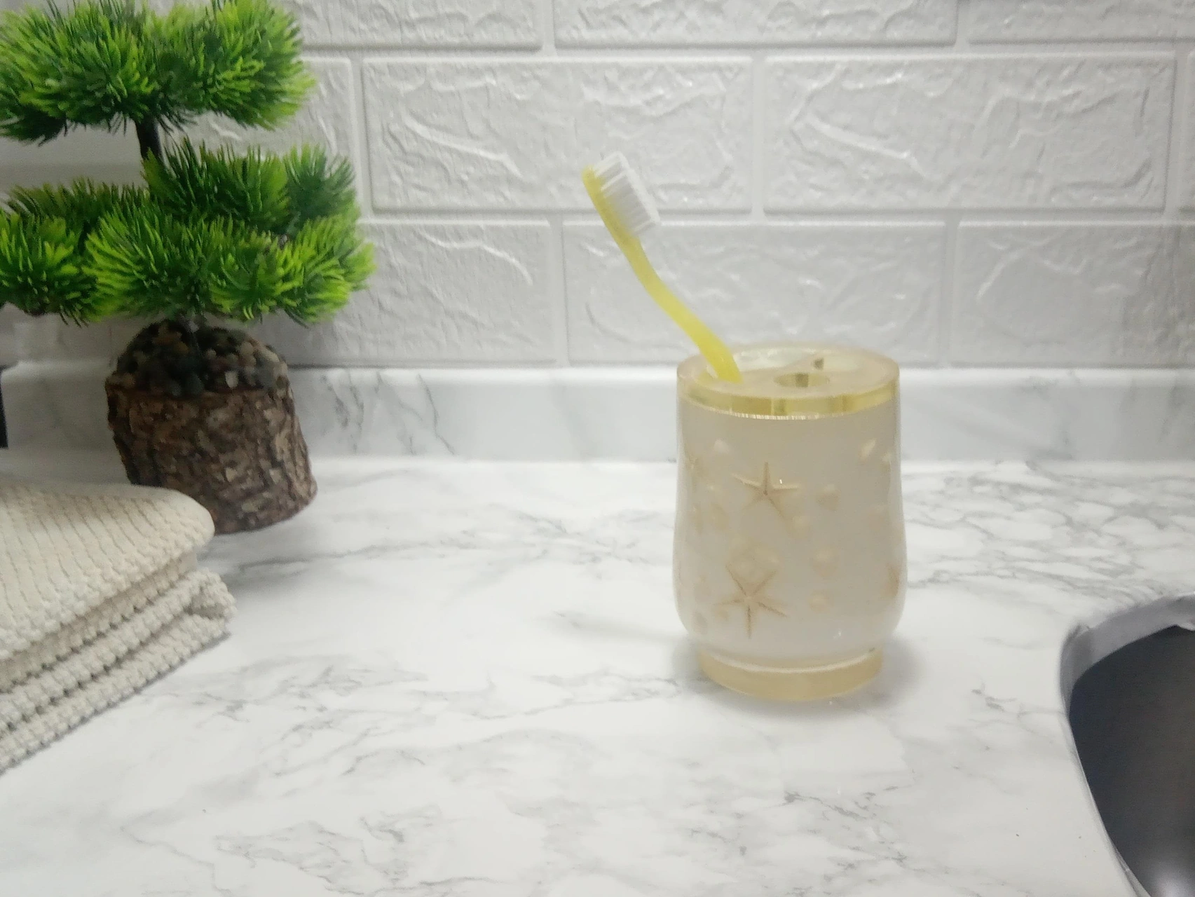 2 Adet Diş Fırçalık Deniz Yıldızı El Yapımı 400 Gr 7x7x10cm Banyo Seti Çok Renkli