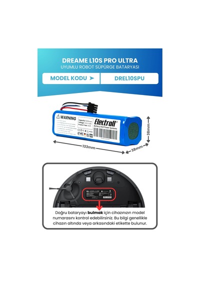 Dreame L10s Pro Ultra Uyumlu Batarya 5200mah Robot Süpürge Bataryası Drel10spu