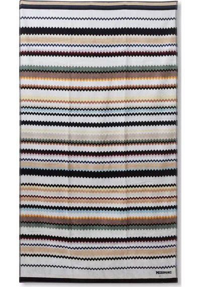 Missoni Home Curt Plaj Havlusu, Pamuklu, Zikzak Desenli, Şık Bej L - Xl