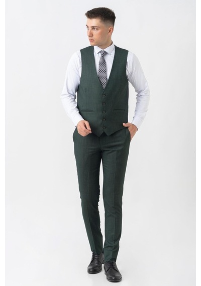 White Stone Gland Ty2423 Yelekli Likralı Slim Fit Takım Elbise Desenli-desenli Koyu Yeşil White Stone Gland Ty2423 Yelekli Likralı Slim Fit Takım Elbise Desenli-desenli Koyu Yeşil