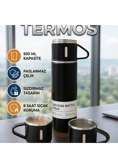 500 Ml Paslanmaz Çelik Termos Vakum Yalıtımlı, Sızdırmaz, 8 Saat Isı Koruma Çok Renkli