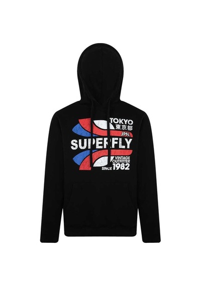 Superfly Men Kapüşonlu Sweat Erkek Siyah Sweatshirt 23172-2