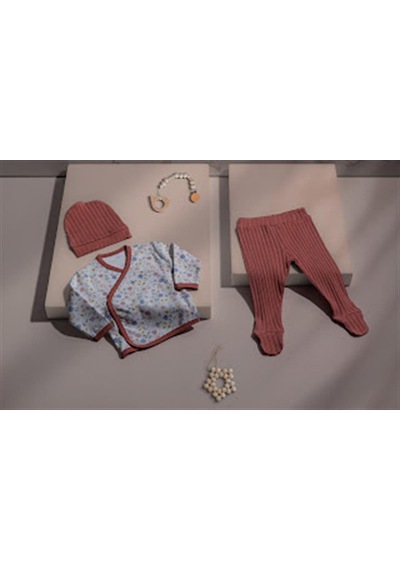 Tiffany Baby & Kids Tiffany Flowers Kız Bebek 3'lü Zıbın Seti - Ekru