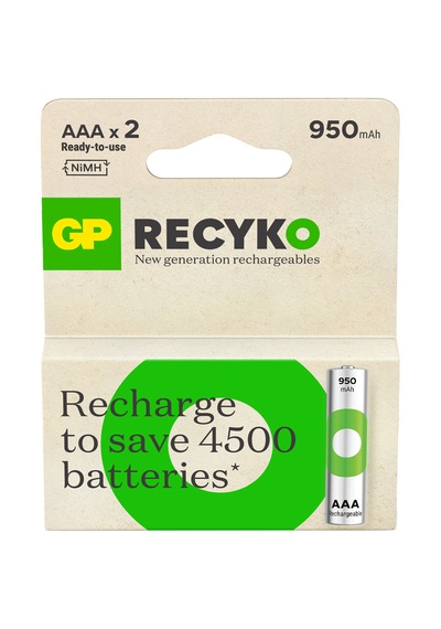 GP ReCyko GP100AAAHCEMTR - 2GB2 950 mAh AAA Ni-MH Şarj Edilebilir İnce Kalem Pil 2'li