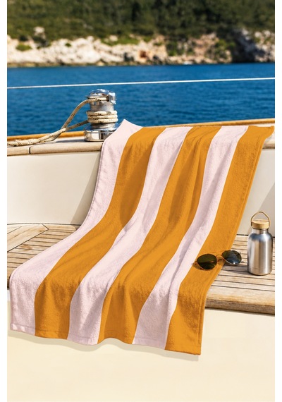 Çizgili Sarı Pudra Plaj Havlusu - Minimalist Modern Havuz Deniz Banyo Hızlı Kuruyan Mikrofiber Havlu Çok Renkli