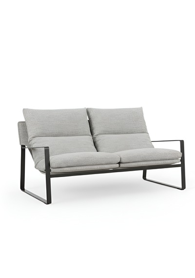 Sller Modern İkili Koltuk - Loft Tasarım Teddy/kumaş Bahçe Ve Balkon Kanepesi - Metal İskeletli 130 Cm Gri