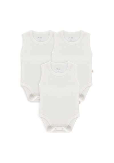 Civil Baby 3 Lü Düz Sıfır Kol 0-36 Ay Çıtçıtlı Badi - Beyaz