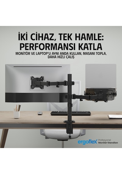 Ergoflex A74l Amortisörlü 17-27 Monitör Tutucu Ve 10-17 Laptop Standı