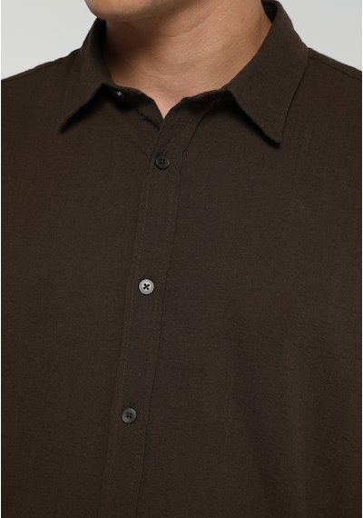 Colin's Colins Regular Fit Shirt Neck Düz Erkek Kahverengi Uzun Kol Gömlek Cl1082053 Q1.v1 Brw