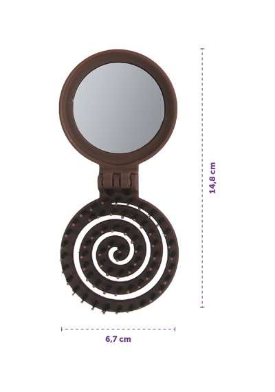 Beauty Makaron Extension Saç Fırçası - Kaynak Saçlara Özel, 3d Esnek, Aynalı, Çanta Boy Espresso