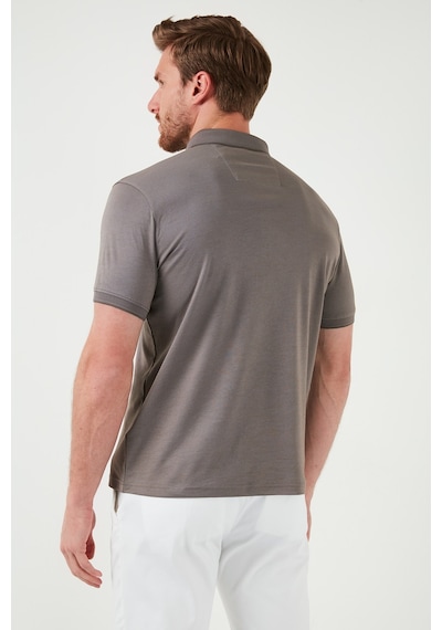 Buratti Pamuklu Slim Fit Erkek Polo Yaka T Shirt 646R1000 Vizon-Füme