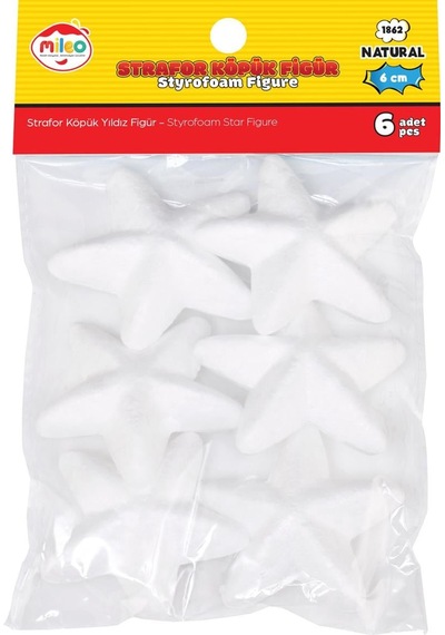 Mas Mileo Strafor Köpük Figür Yıldız 6 Cm 6'lı Paket 1862
