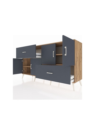 Hyperion Konsol 3 Raflı 2 Çekmeceli 4 Kapaklı 176x44x99 Çam-antra Çam-antrasit Hyperion Konsol 3 Raflı 2 Çekmeceli 4 Kapaklı 176x44x99 Çam-antra Çam-antrasit