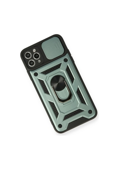 Newface - 425 - iPhone Uyumlu 11 Pro Kılıf Pars Lens Yüzüklü Silikon - Csmo-tex - - Yeşil