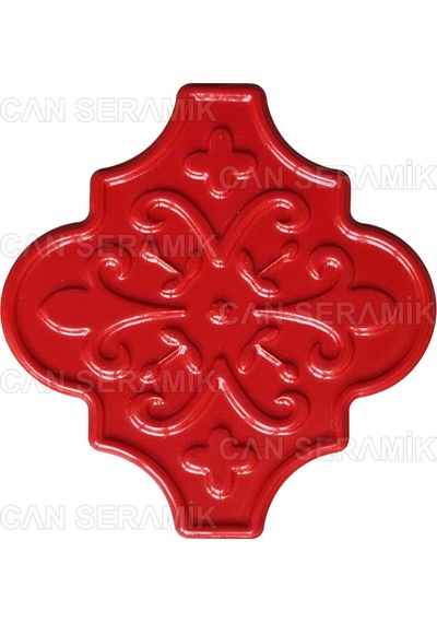 Can Seramik - 12x12 Cm. Arabesk Desenli Kabartmalı Seramik Karo N11.214