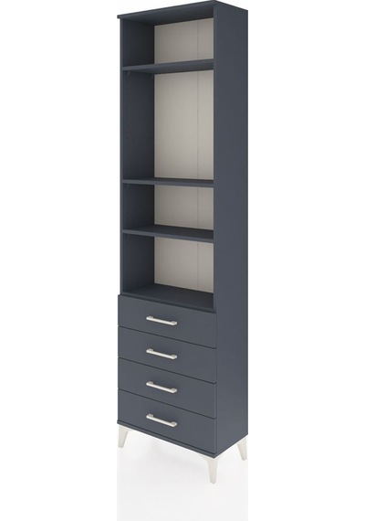 Arges Dolap 4 Raflı 4 Çekmeceli 60x30x221 Antrasit-antrasit Antrasit