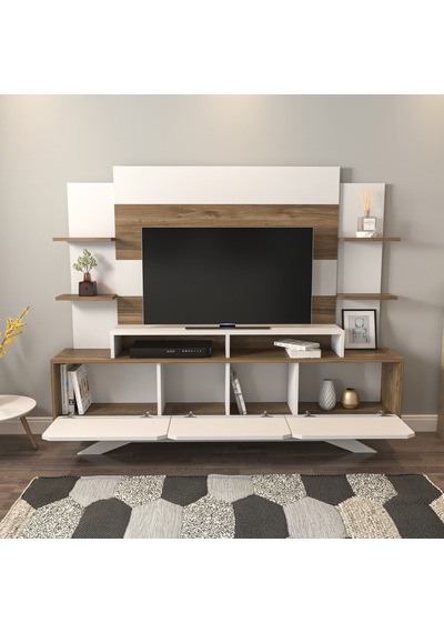 Decorotika Delpi Tv Ünitesi Beyaz Ceviz Beyaz - Ceviz