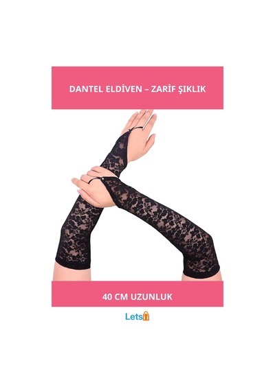 Letsii Parmak Askılı Zarif Dantel Eldiven 40 Cm Çok Renkli