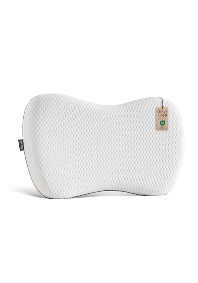 Curvesleep Ergonomik Visco Uyku Yastığı, Karın Üstü, Yarı Yüzüstü Ve Yan Uyku İçin Ortopedik Destek, 60x38x11cm Beyaz