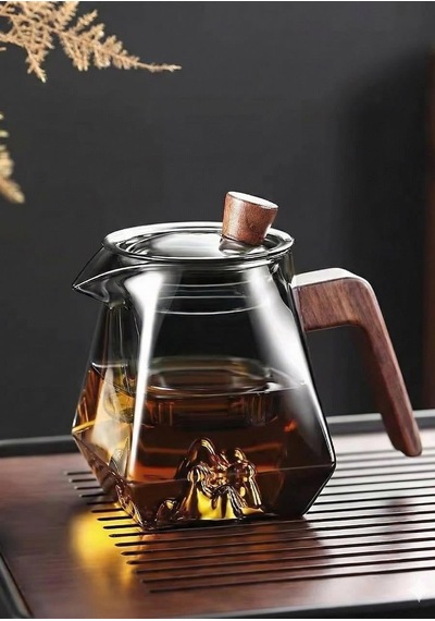 Kinu Füme Borosilikat Cam Demlik - 500 Ml, Eğimli Diğer