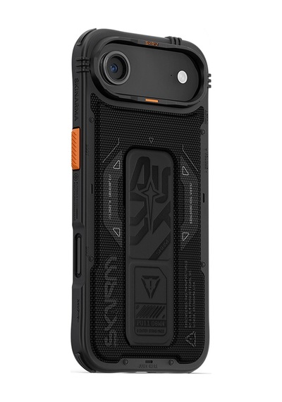 Apple Uyumlu iPhone 17 Air Kılıf Skinarma M-safe Şarj Özellikli Airbag Standlı Phantom Kapak Siyah