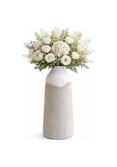 Handmade Seramik Dekoratif Vazo 42 Cm Korolova Modern Minimal Tasarım, Büyük Boy Çiçeklik, Salon & Ofis Dekoras Çok Renkli