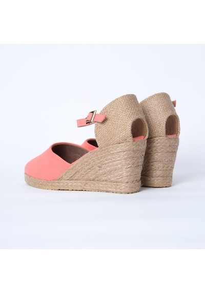 Star Tombis Gerçek Elişi Nar Çiçeği Bilekten Bantlı Topuğu Açık Keten Espadril Dolgu Topuk Handmade Nar Çiçeği Narçiçeği