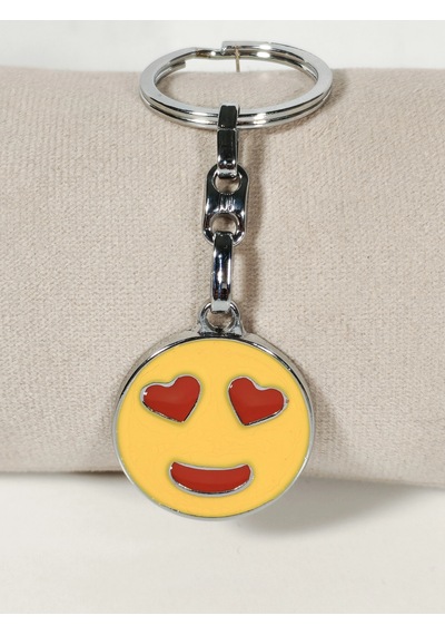 Kalp Gözlü Emoji Metal Anahtarlık Sevgi Temalı Emoji Anahtarlık Çok Renkli