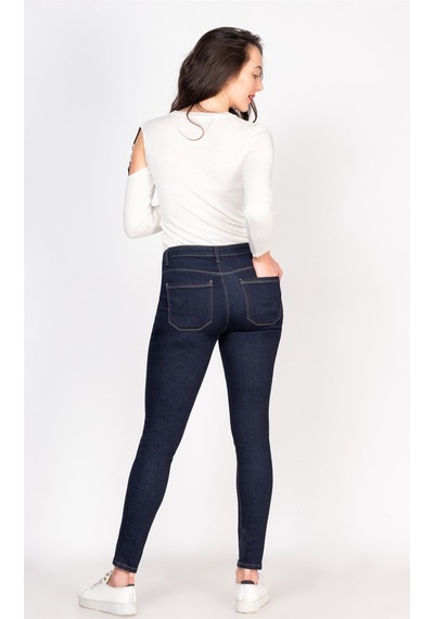 Busa Hamile Beli Lastikli Skinny Kot Pantolon Mavi-mavi