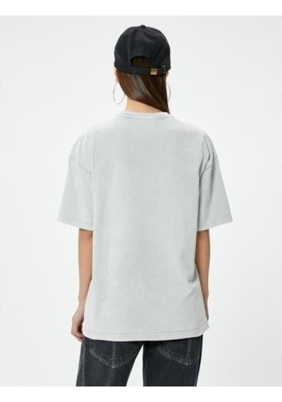 Koton Basic Oversize Tişört Kısa Kollu Bisiklet Yaka Pamuklu Gri 4sal10232ık Gri