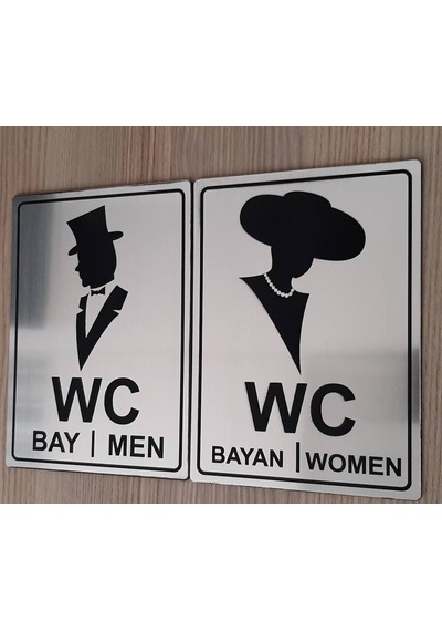 Vintage Metal Görünümlü Rezopal Wc Tabelası