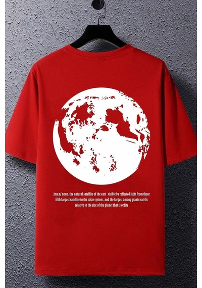 Flood Of Style Unisex The Moon Baskılı T-shirt Kırmızı