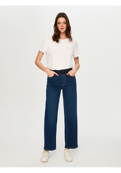 Faik Sönmez Wide Leg Fit Beli Lastikli Rahat Jean Pantolon S26jpn016 Us26jpn01627 İndigo