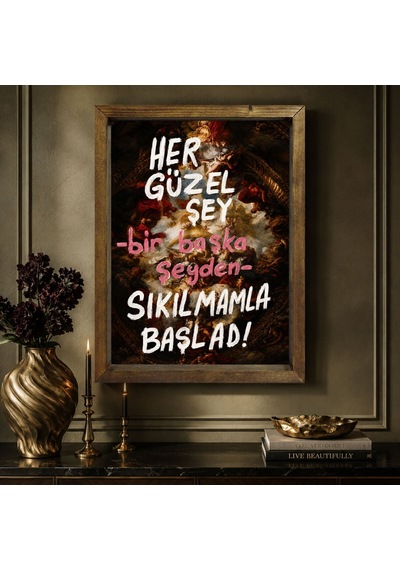 Bk Gift Vintage Klasik Sanat Esprili Sözlü Masif Ahşap Çerçeveli Dekoratif Tablo - 37