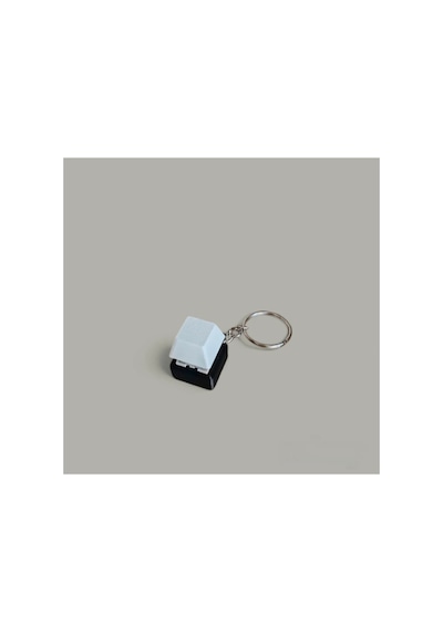 Mekanik Klavye Tuşu Stres Atıcı Anahtarlık - Beyaz Keycap Mavi Switch Siyah 2 adet